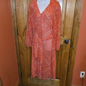 Lane Bryant Vibrant Orange Long Sleeve Dress